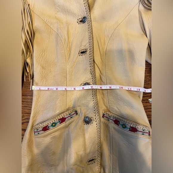 Ren Ellis Southwest Beaded Women Leather Jacket with Fringe - Picture 8 of 12